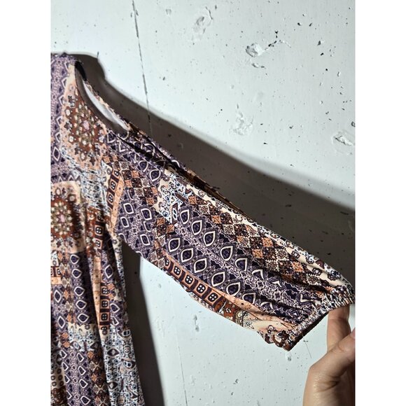 Style & Co Womens Cold Shoulder Long Sleeve Top Plus Size 0X Ruffle Boho Stretch - Picture 3 of 10